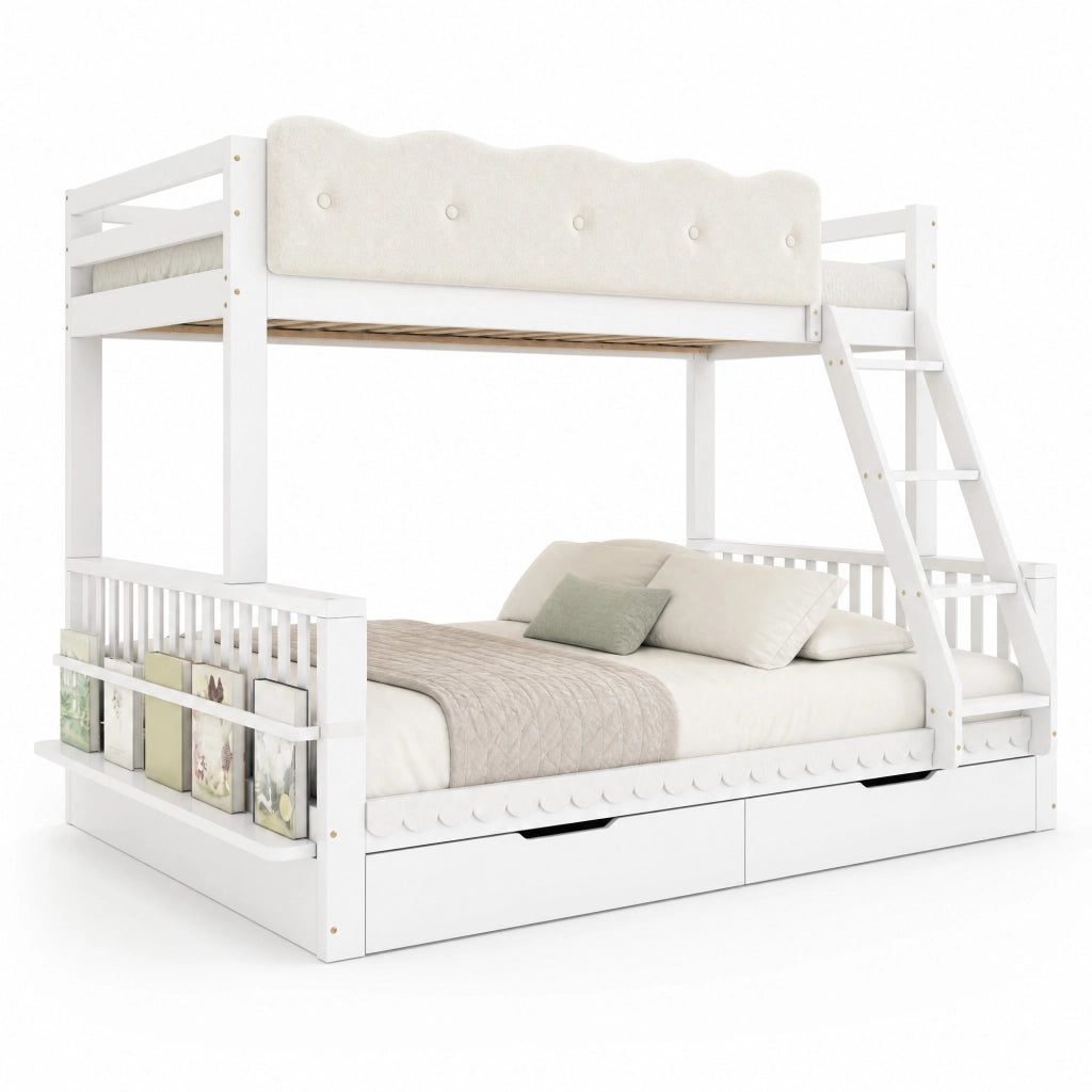 Letto a Castello 90 x 200 e 140 x 200 cm; Letto 3 Posti con Cassetti e Portariviste