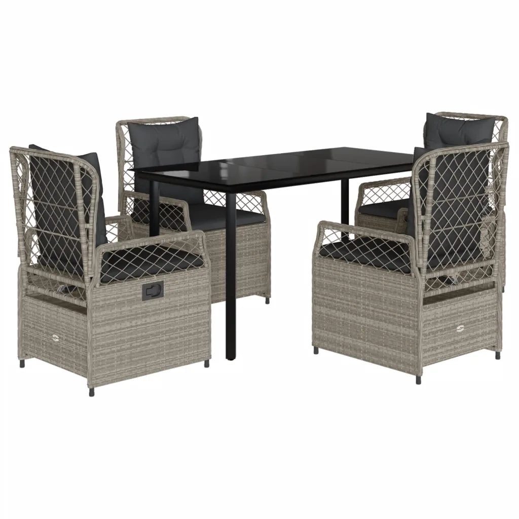 Set Pranzo da Giardino 5pz con Cuscini Grigio Chiaro Polyrattan 3263036