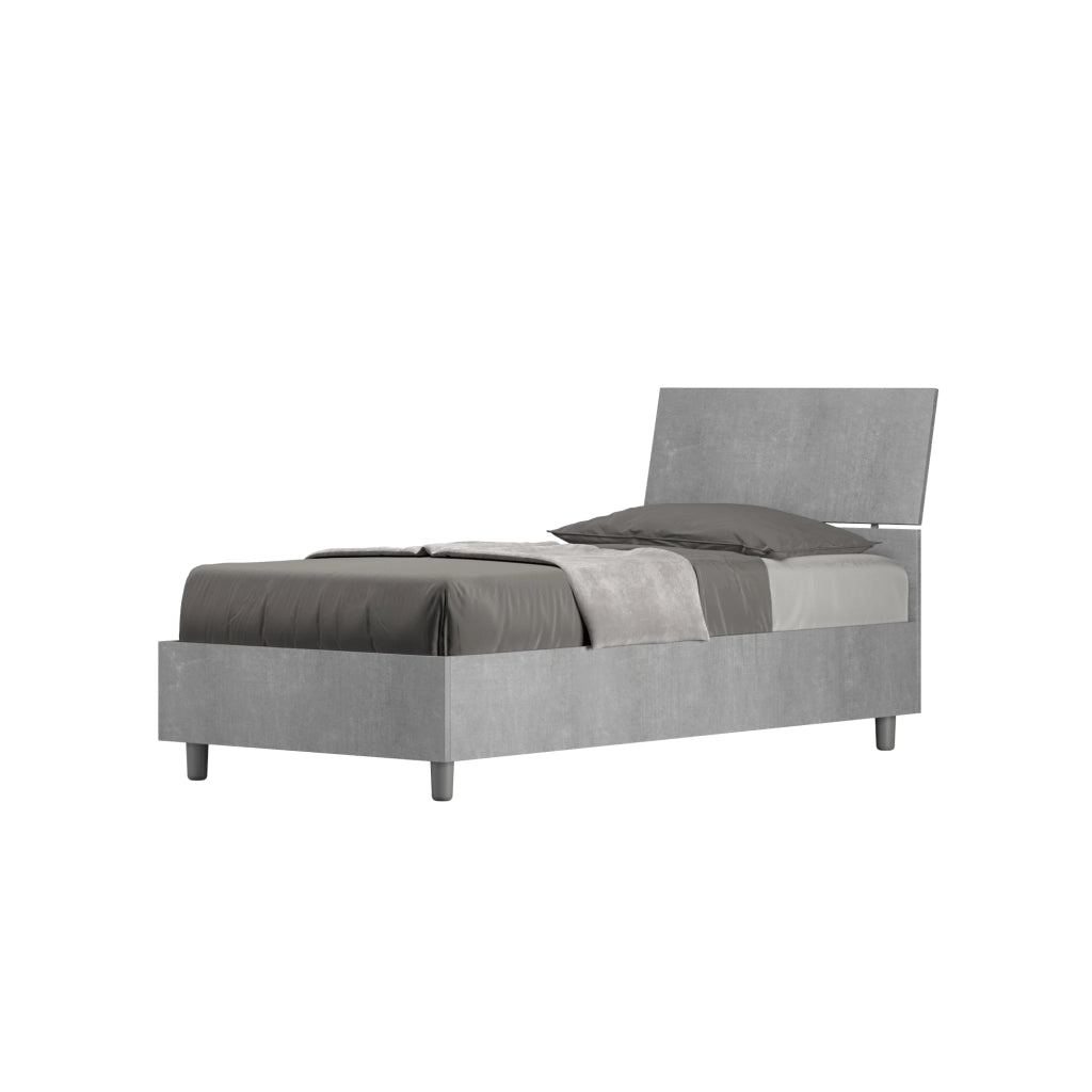 BS COM Letto singolo con rete 80x200 testata inclinata cemento