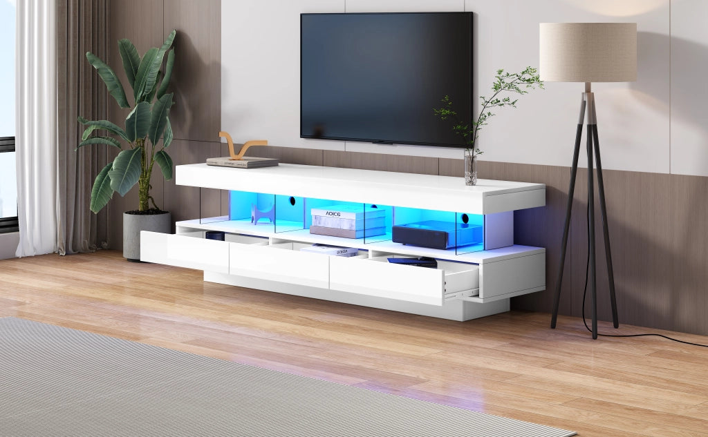 Cassettiera per TV bianca lucida in truciolare lunghezza 160 cm