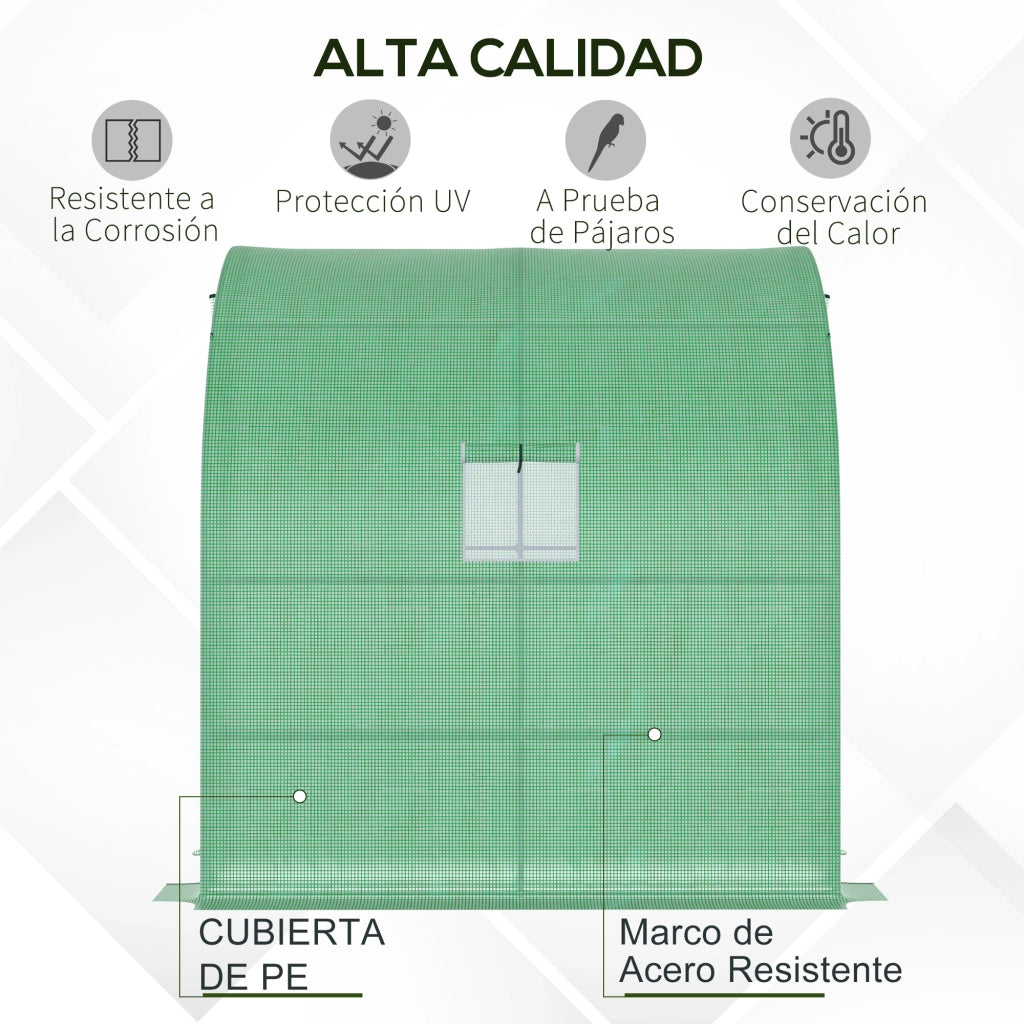 Serra da Giardino con Finestre e Scaffali ¨C Zephmum ¨C Verde 200x100x215 cm