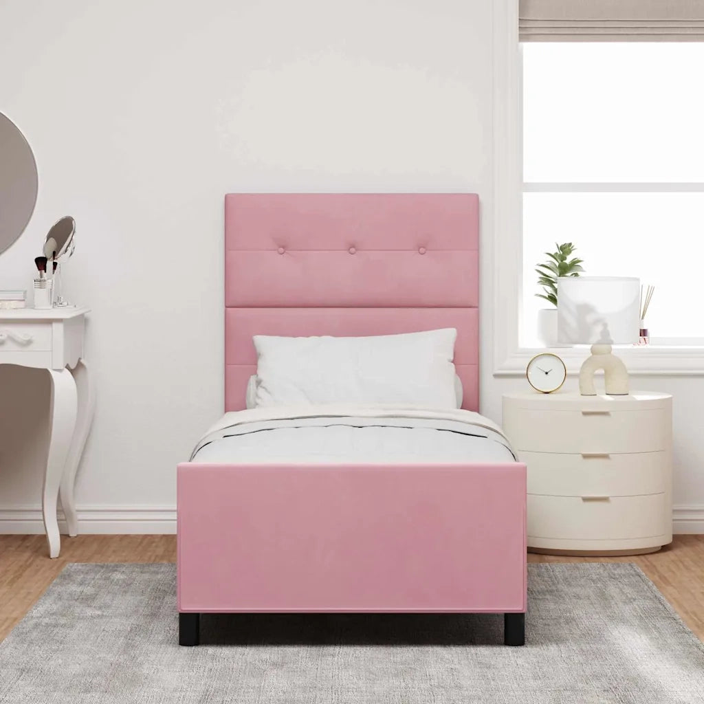 Letto a molle con testiera Rosa 90 x 190 cm Velluto 3344914