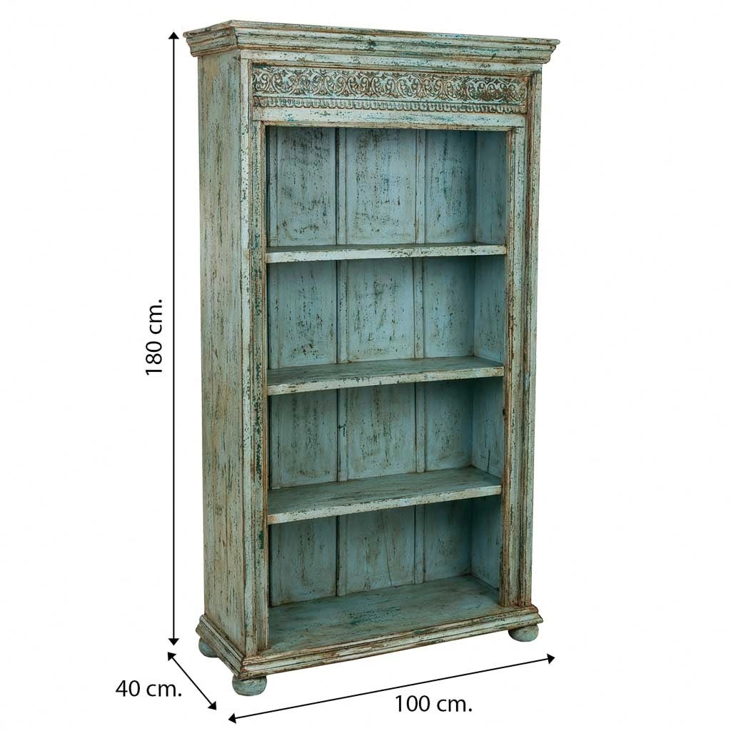 Libreria in legno blu 100x40x180