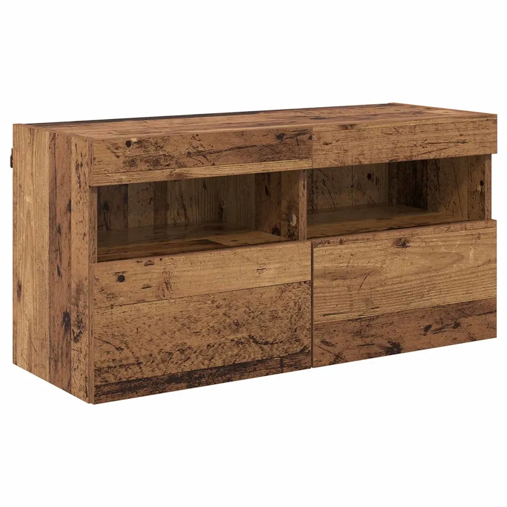 Mobile TV da parete con LED Legno vecchio 80 x 30 x 40 cm 882977