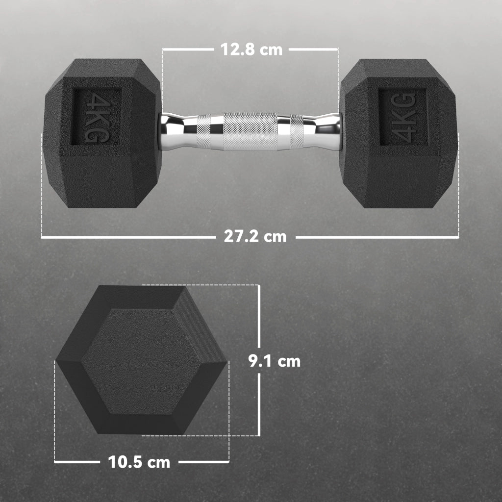 Manubri Esagonali da 4 kg ¨C Minimal ¨C Set di 2, Nero