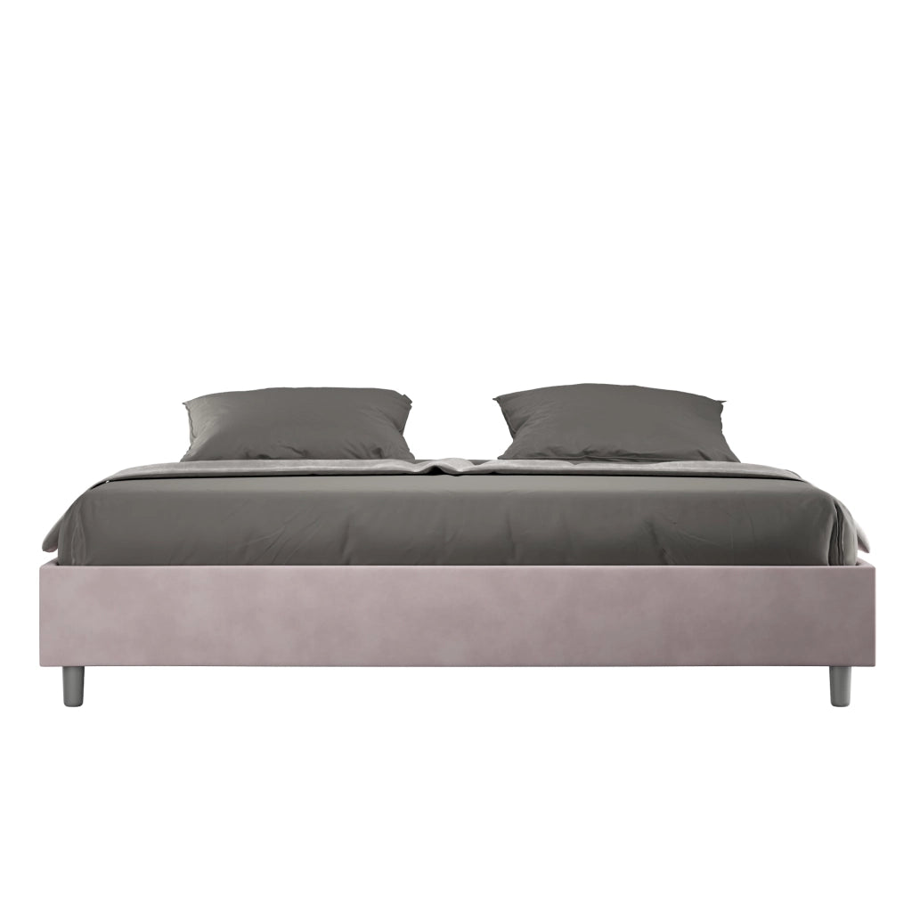 BS COM Letto con rete imbottito 180x210 microfibra glicine