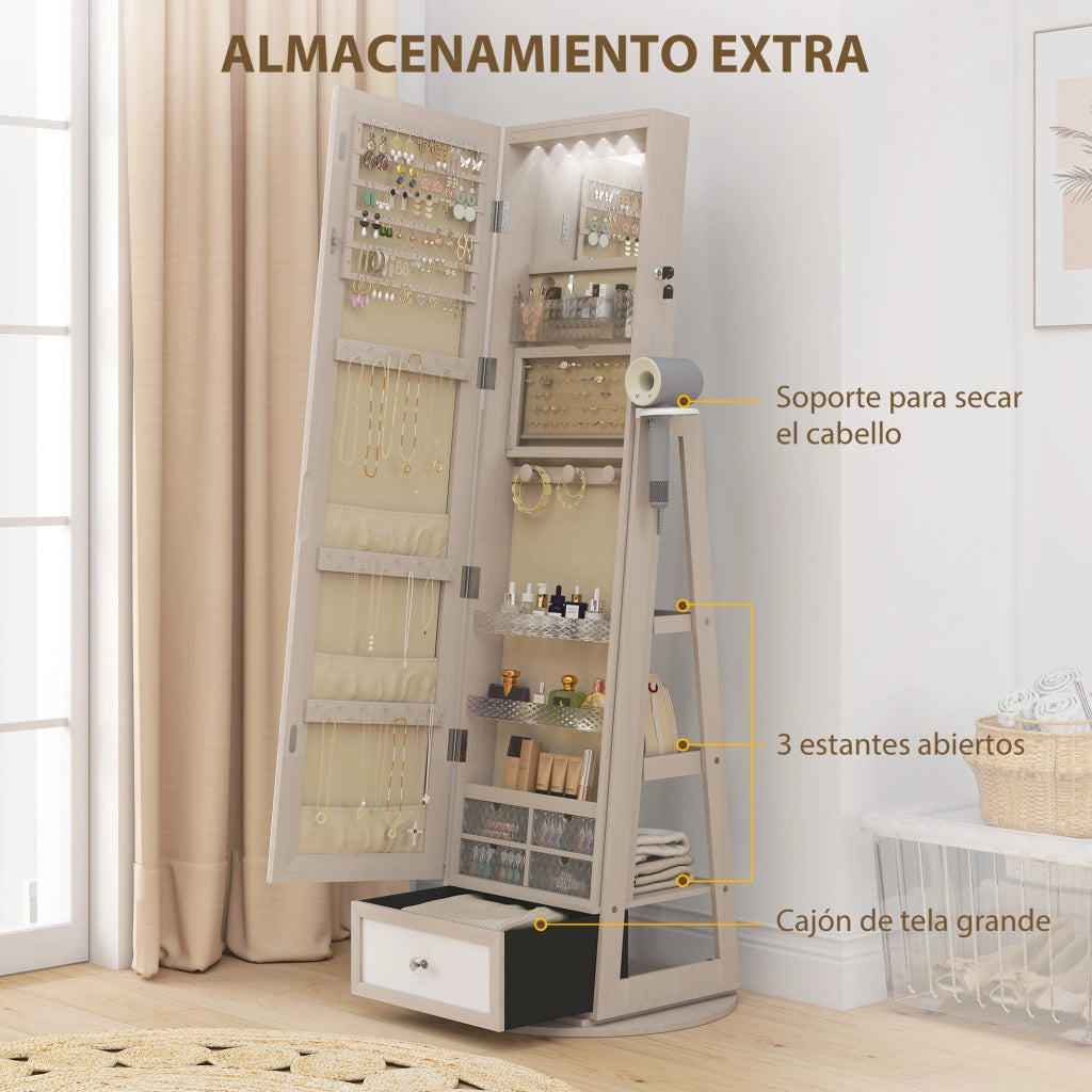 Armadio Joyero con Specchio e Luci LED ¨C Minimal ¨C Bianco
