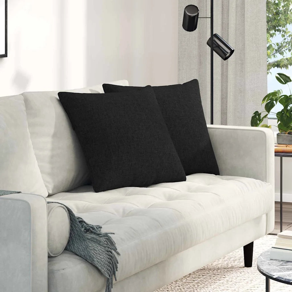 Cuscini da Divano 2 pz-Set di 2 Cuscini per Sofa Nero 50 x 50 cm Tessuto 373649