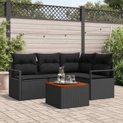Set Divano da Giardino con cuscino 5 pcs Nero polyrattan 3347702