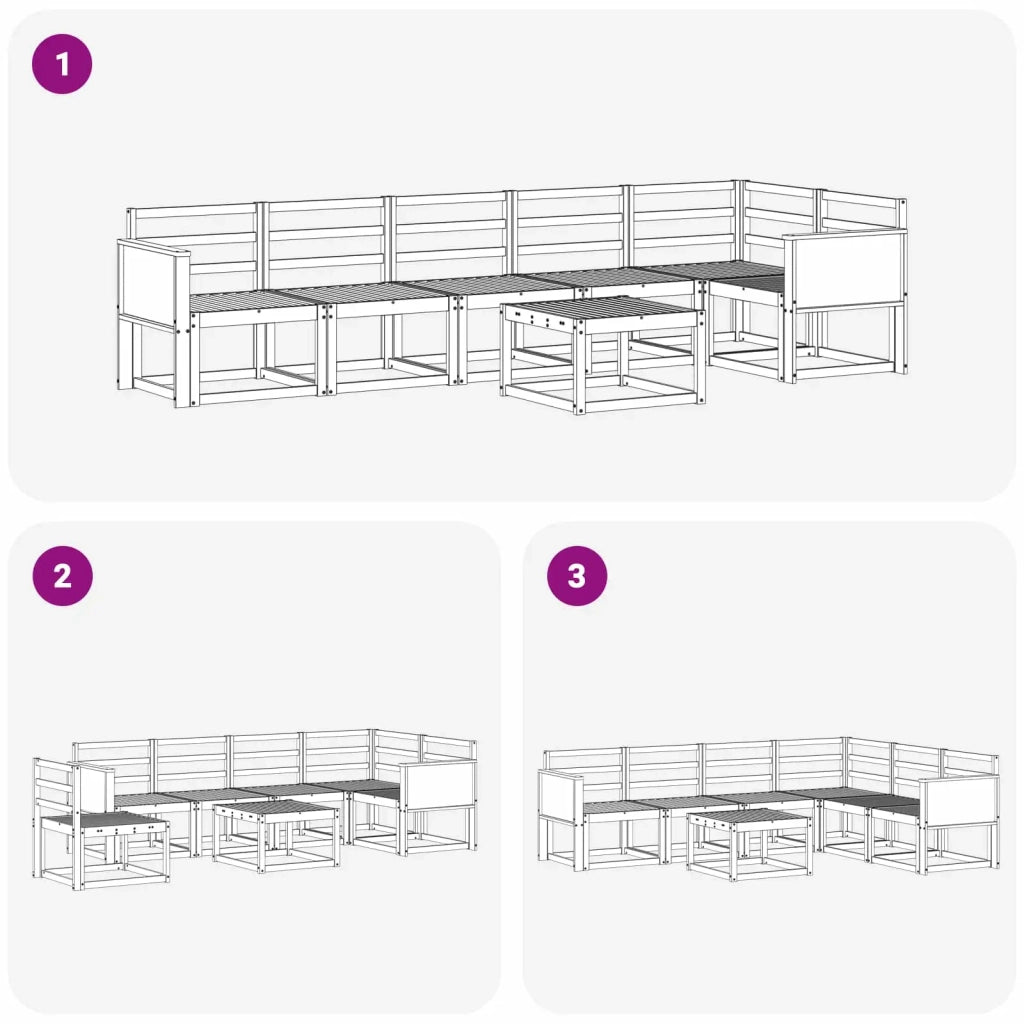 Set di divani da esterno 7 pcs Naturale