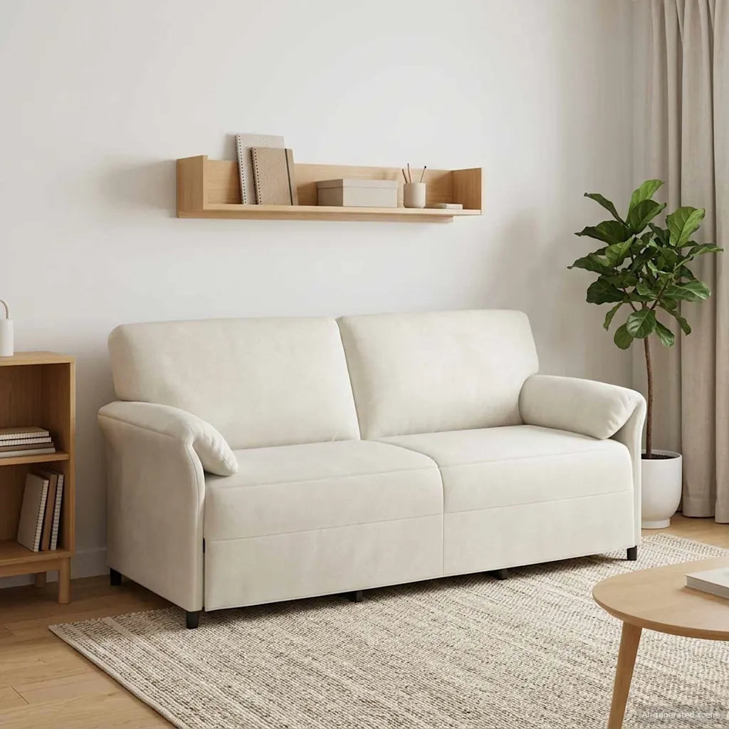 Divano 3-Persone Crema 198 x 83 x 95 cm Velluto 42033975