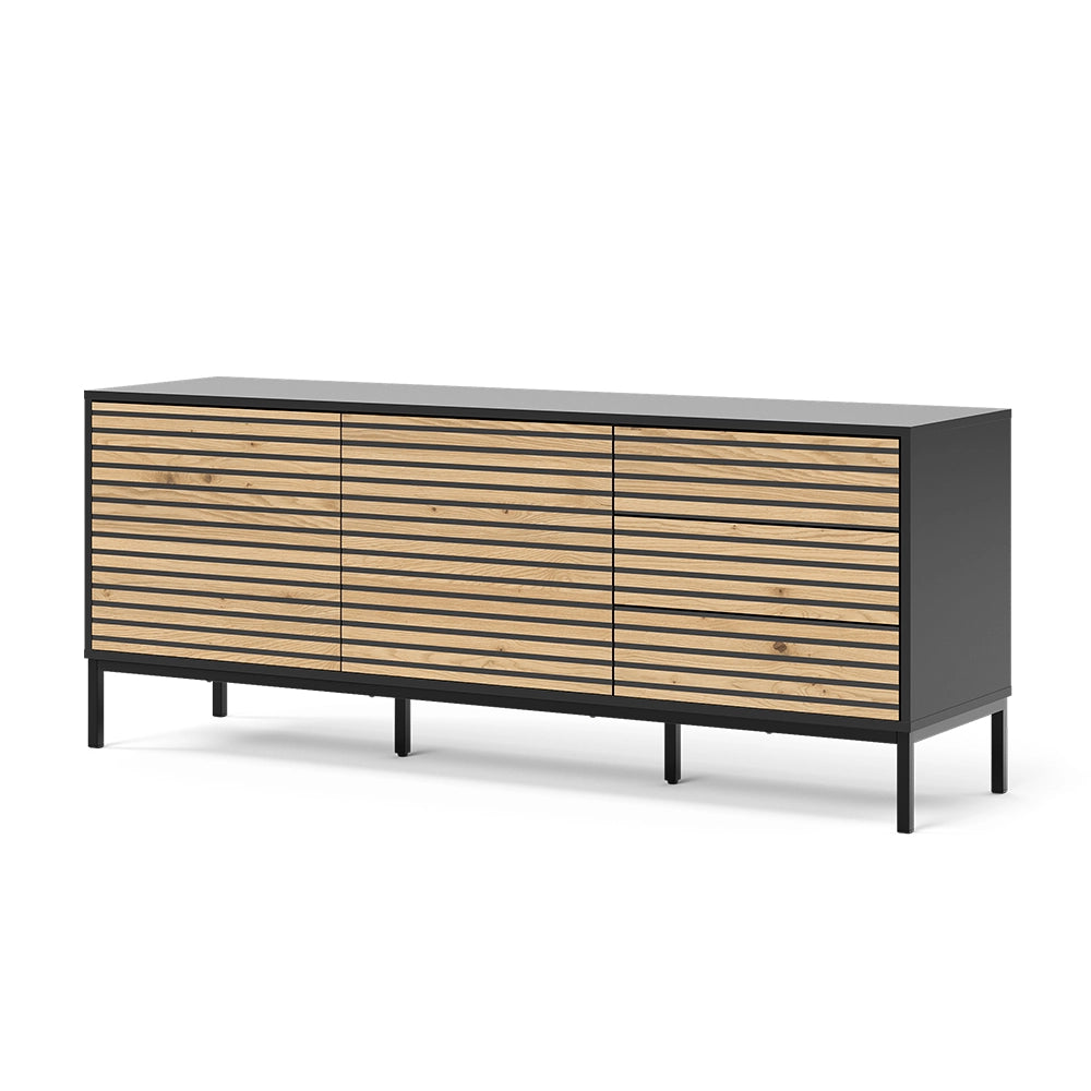 Lowboard Eliza Rovere dorato/Antracite 150 x 60 cm con 3 cassetti Vicco