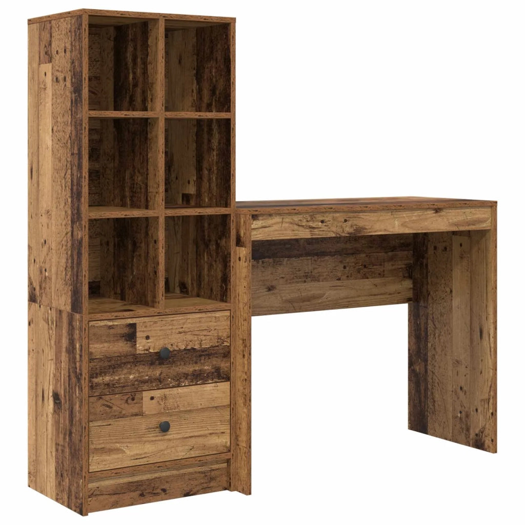 Scrivania con cassetto con lo scaffale 2 pcs Legno vecchio 3337327