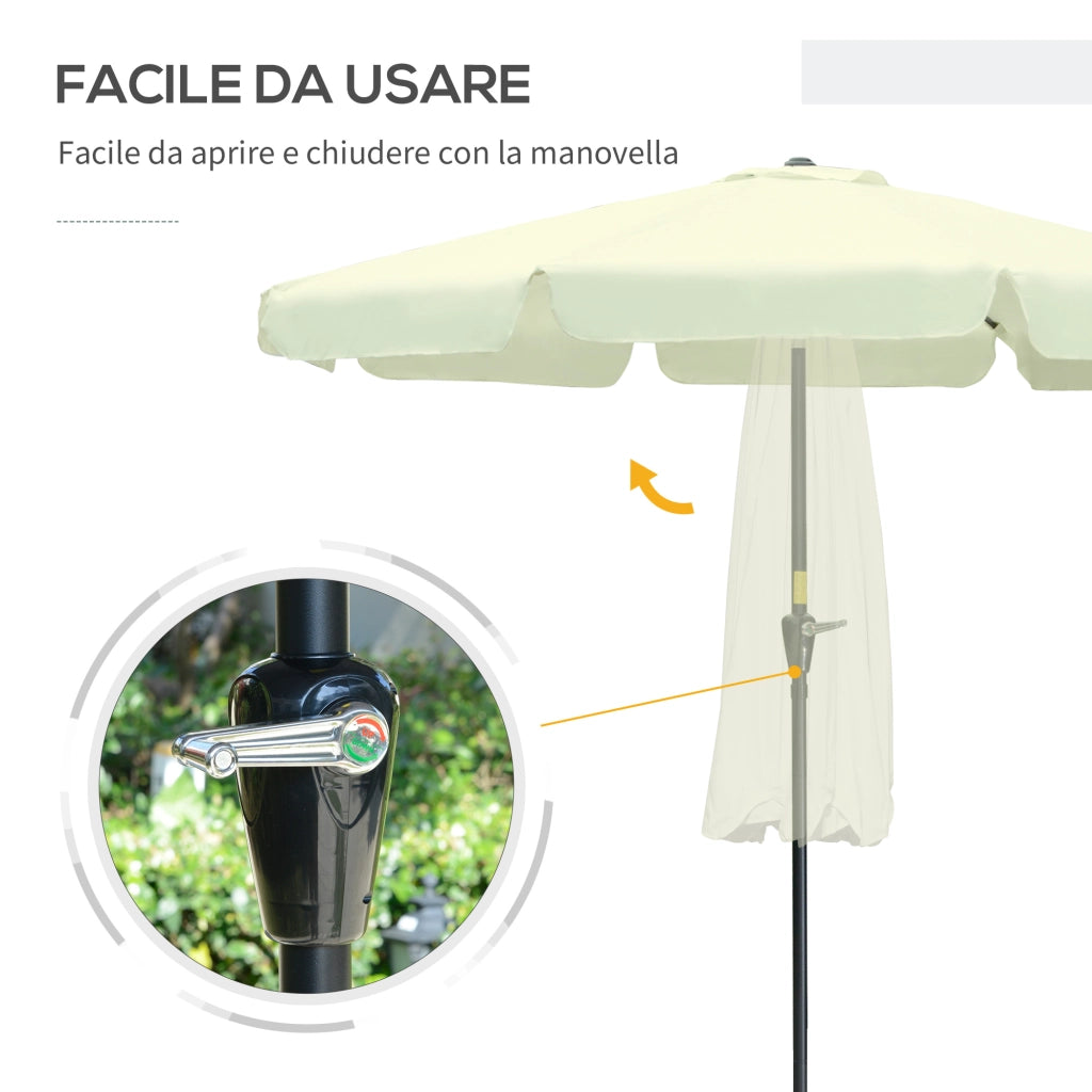 Ombrellone da Giardino e Terrazza ?2.7x2.5 m Rotondo con Testa Inclinabile e Resistente ai Raggi UV 50+, Beige