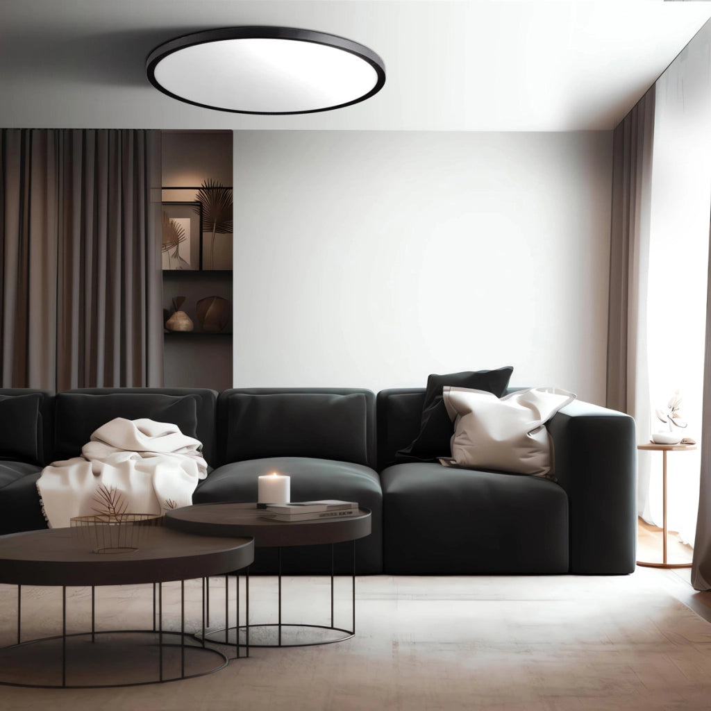 Plafoniera LED moderna nera tonda 60cm CCT 50W Light Prestige
