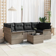 Set Divano da Giardino 7 pcs Grigio Poly Rattan