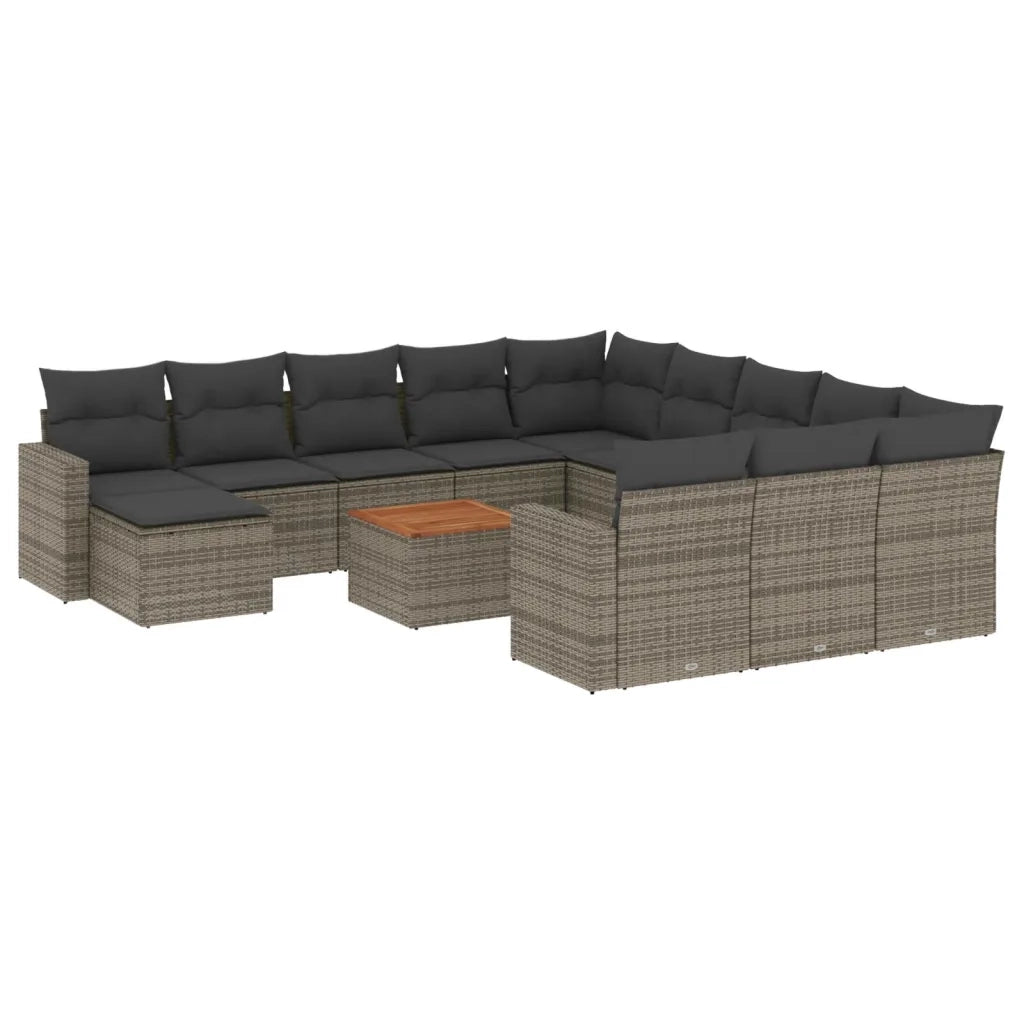 Set Divani da Giardino 13 pz con Cuscini Grigio in Polyrattan 3256760