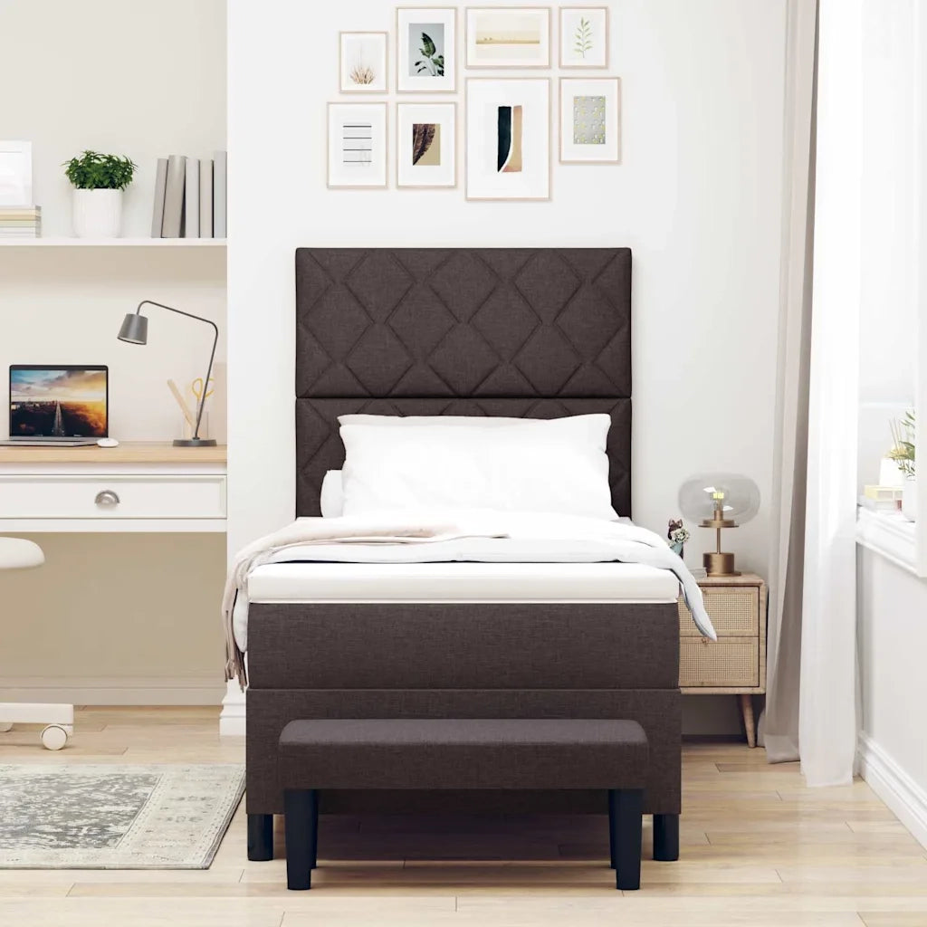 Letto a molle con testiera Marrone Scuro 100 x 200 cm Tessuto 3344124