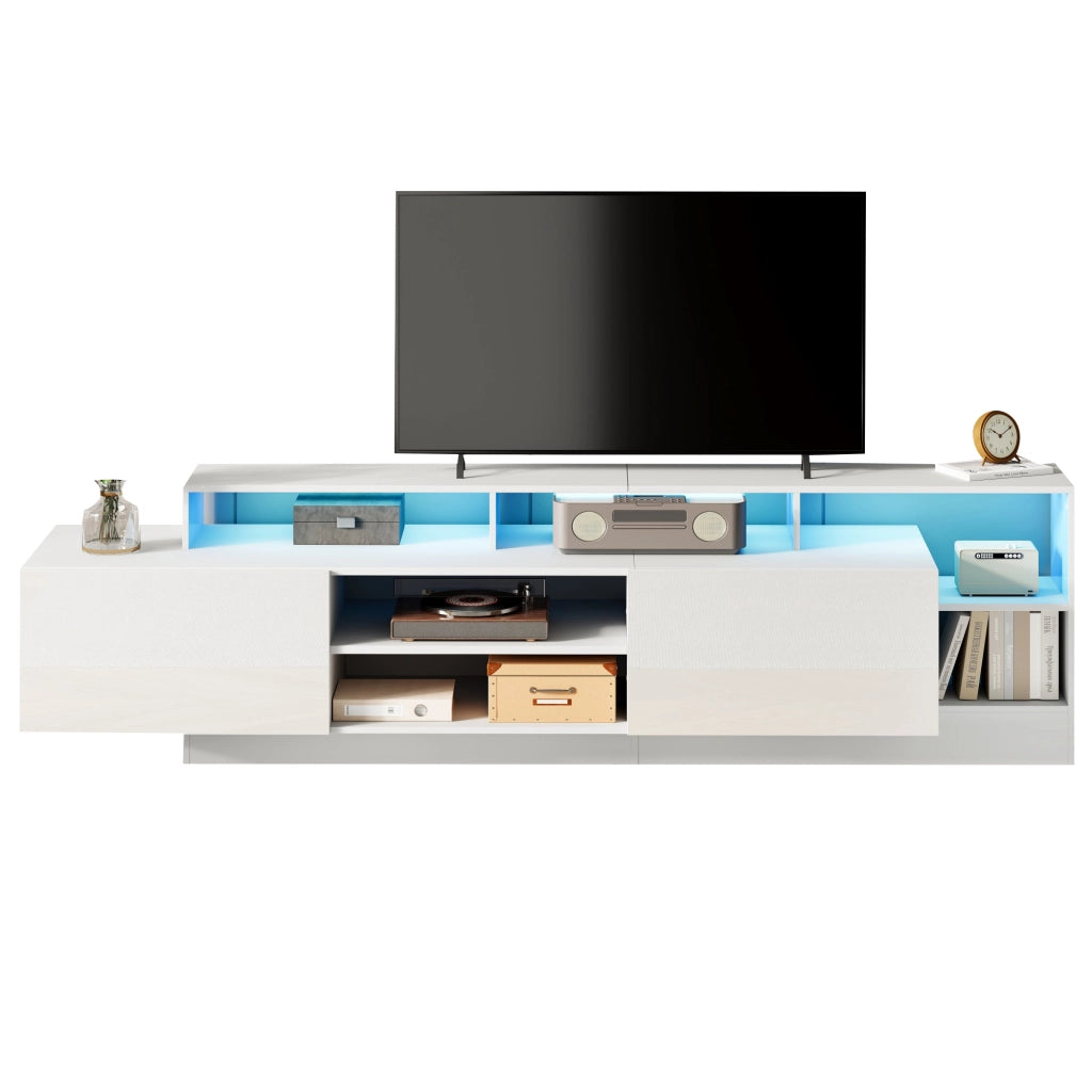 Mobile TV con LED ¨C MINIMAL ¨C Bianco Lucido, 190x40x48.5 cm