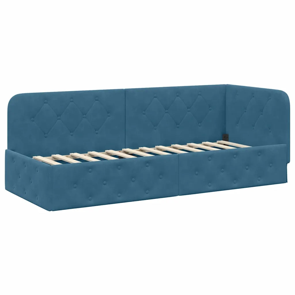 Cornice del letto ad angolo Blu 80 x 200 cm Velluto 42016512