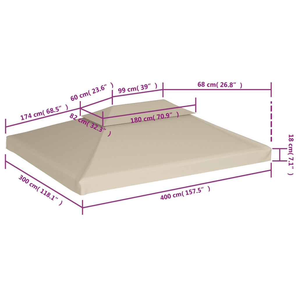 Telo di Ricambio per Gazebo 310g/m² Beige 3x4m 40881