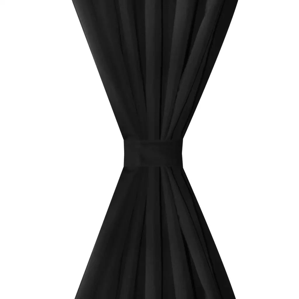 Tende Micro-Raso Nere 2 pz con Occhielli 140 x 245 cm 130355