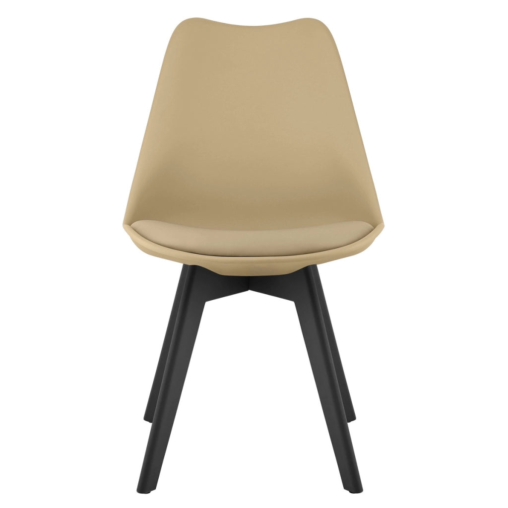 Sedia Mark con cuscino in ecopelle beige scuro