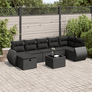 Set Divani da Giardino con Cuscini 8 pz Nero in Polyrattan 3325611