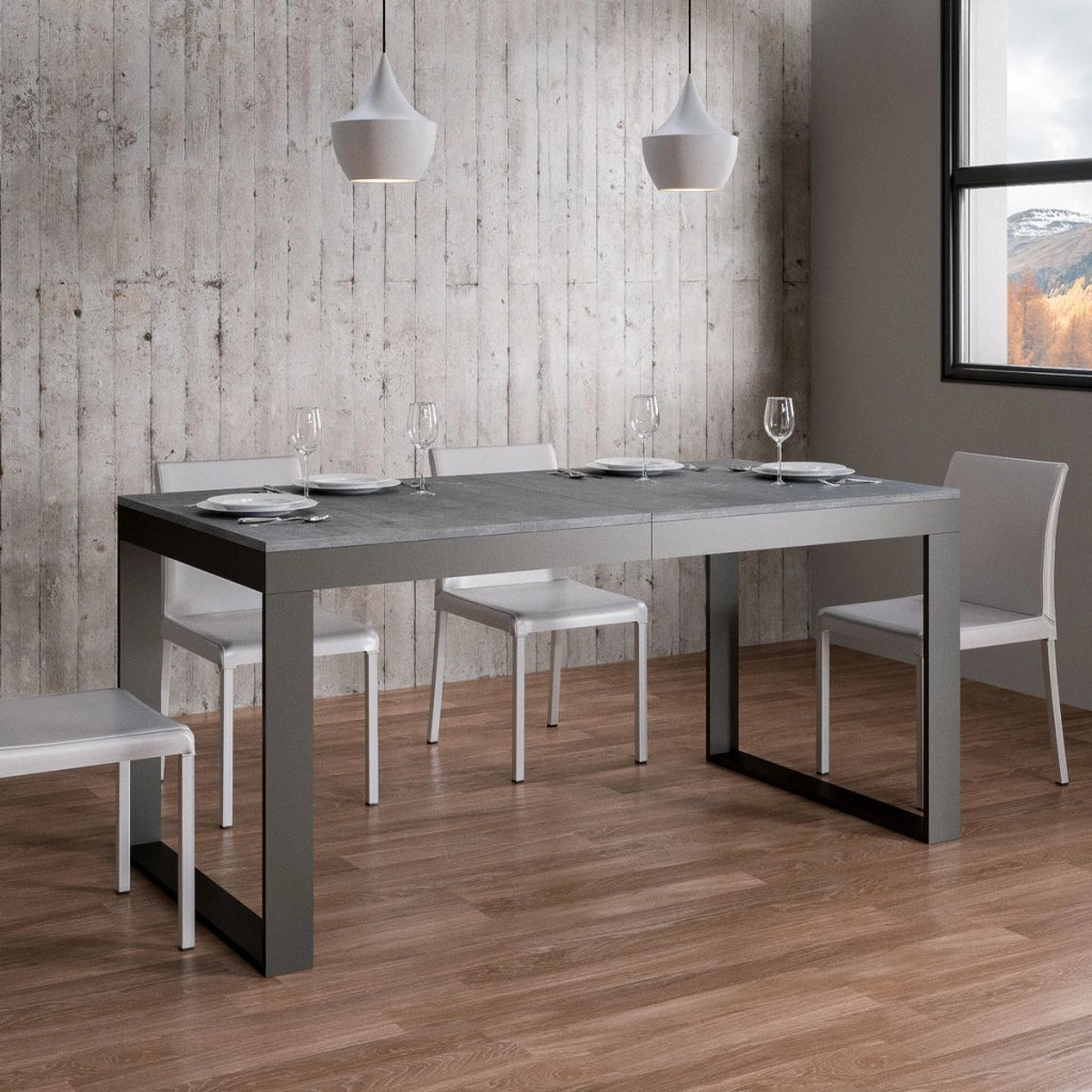 Tavolo allungabile 90x180/284 cm Tekno Evolution Cemento telaio Antracite