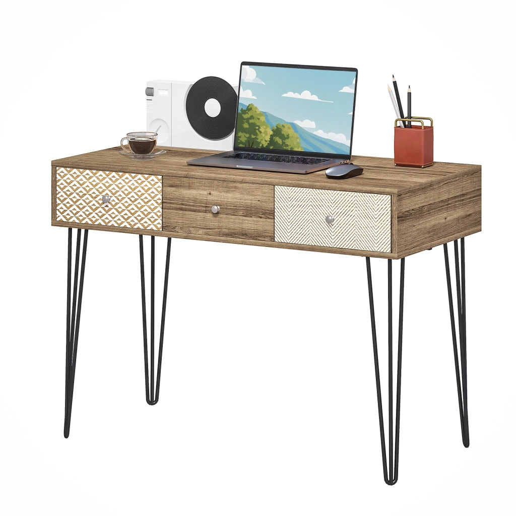 Scrivania con cassetti e gambe forcella ¨C Minimal ¨C 105x50x75 cm Legno