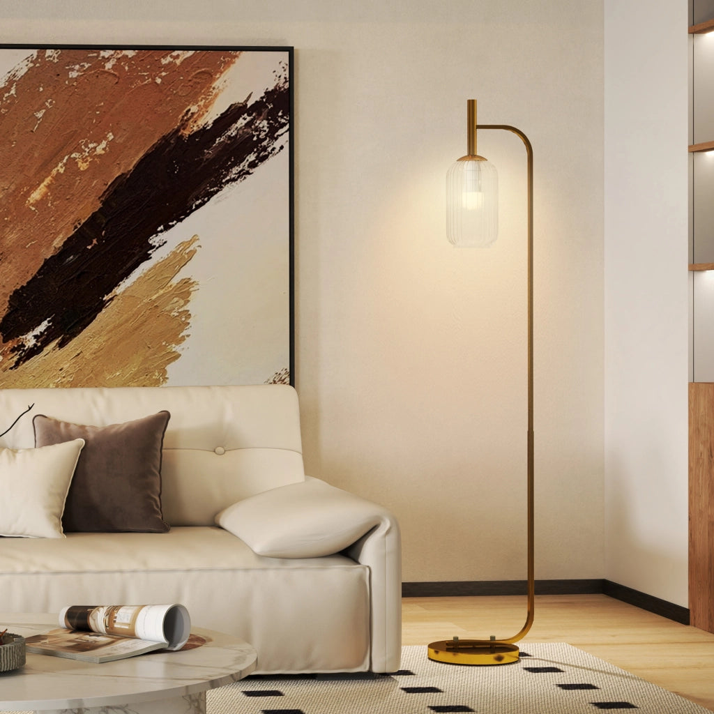 Lampada da terra ¨C Minimal ¨C metallo oro 29x25x152 cm