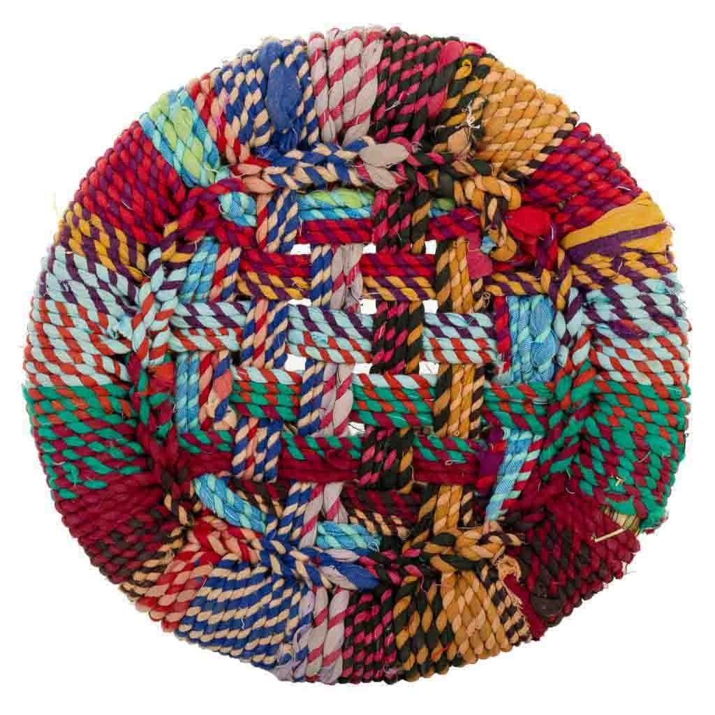 Set di 2 poltroncine e sgabello in bambù e corda colorata