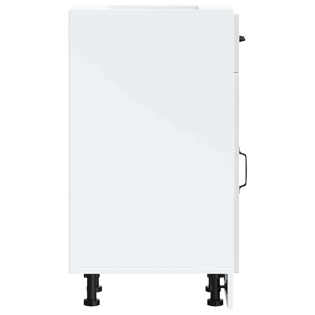 Mobile da cucina moderno con ampio spazio contenitivo 30 x 46 x 81,5 cm piedini regolabili legno composito bianco lucido 02_0049882