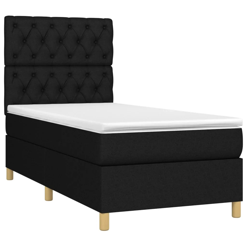 Giroletto a Molle con Materasso-Struttura Letto Nero 80x200 cm inTessuto 307132