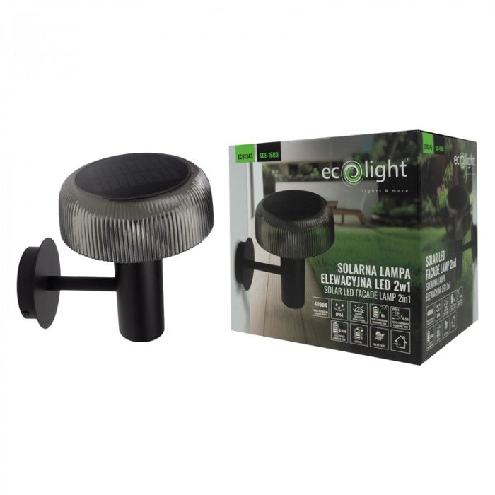 Applique solare LED 2,5W 4000K USB-C sensore nero Ecolight