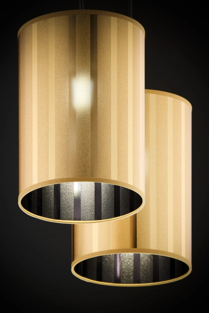 Lampada sospesa moderna nera/ottone 2xE27 Cortina Jupiter