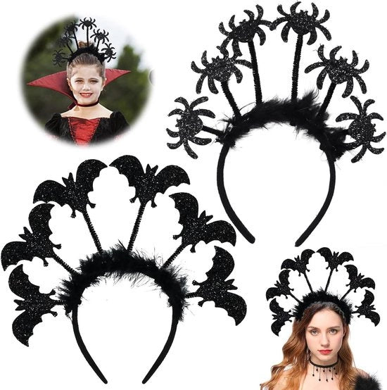 Accessori per capelli Halloween 2 pezzi con spigoli di ragno e cappuccio vampiro