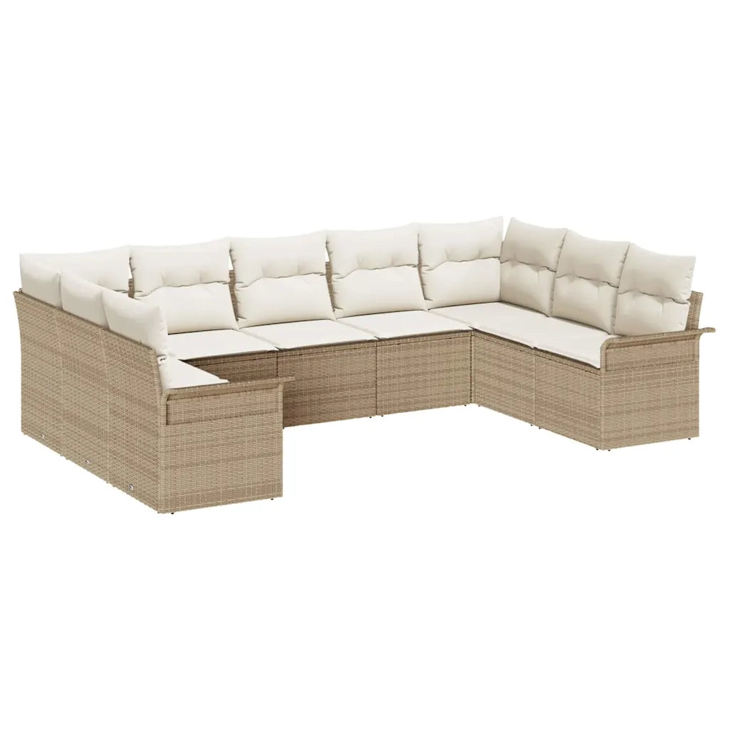 Set Divano da Giardino con cuscino Beige polyrattan