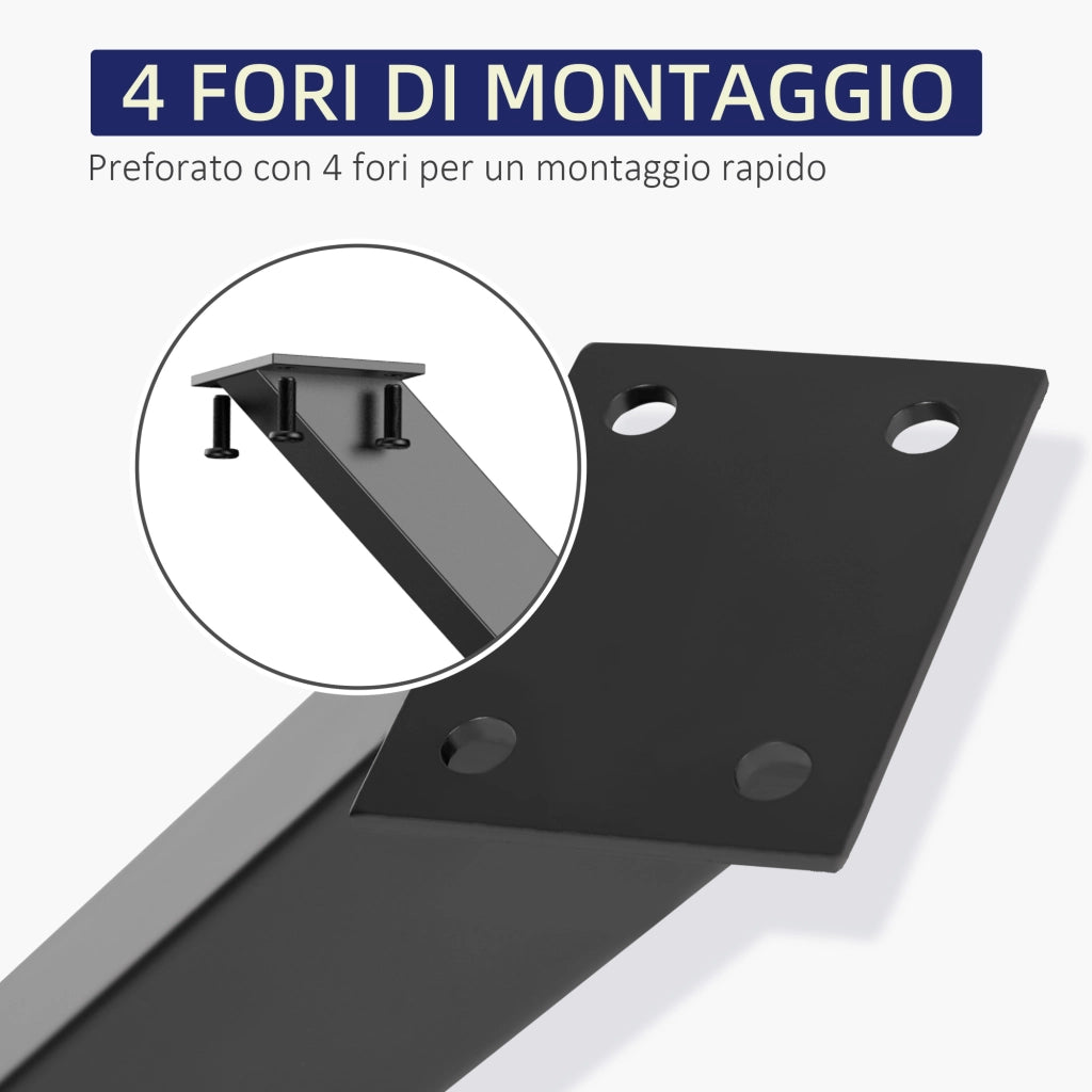 Gambe per Tavolo a X in Acciaio ¨C Xylo ¨C Nero, 80x72 cm, Set 2 Pezzi con Viti