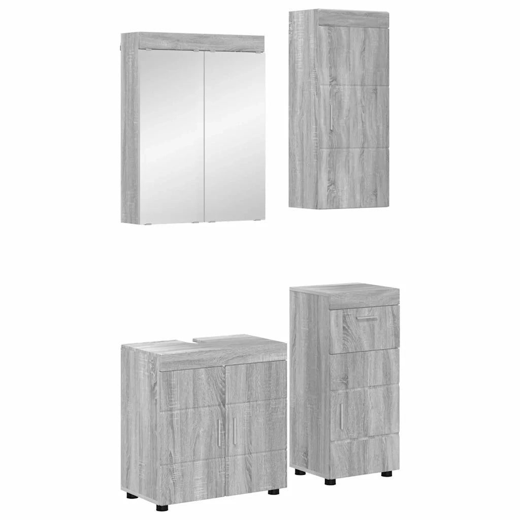 Set di mobili per il Bagno | Armadio da bagno TULUM 4 pz Grigio Sonoma