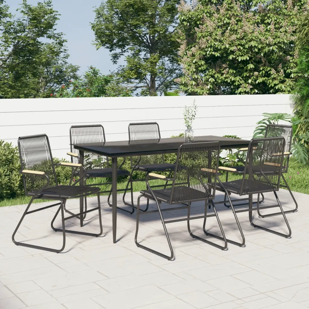 Set da Pranzo da Giardino 7 pz Nero in Rattan PVC 3156577