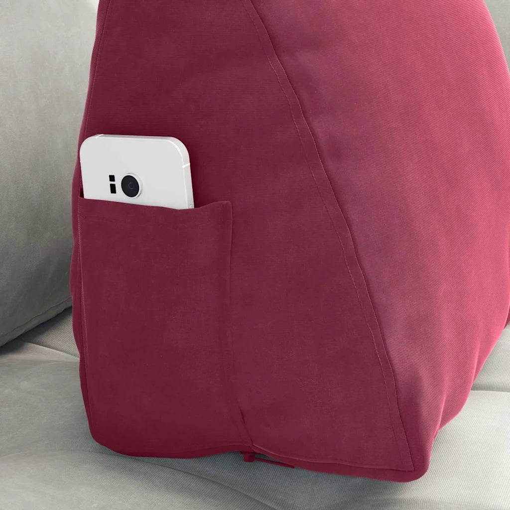 Cuscino per Schiena Rosso Vino 45 x 20 x 35 cm Tessuto in Cords 42015024