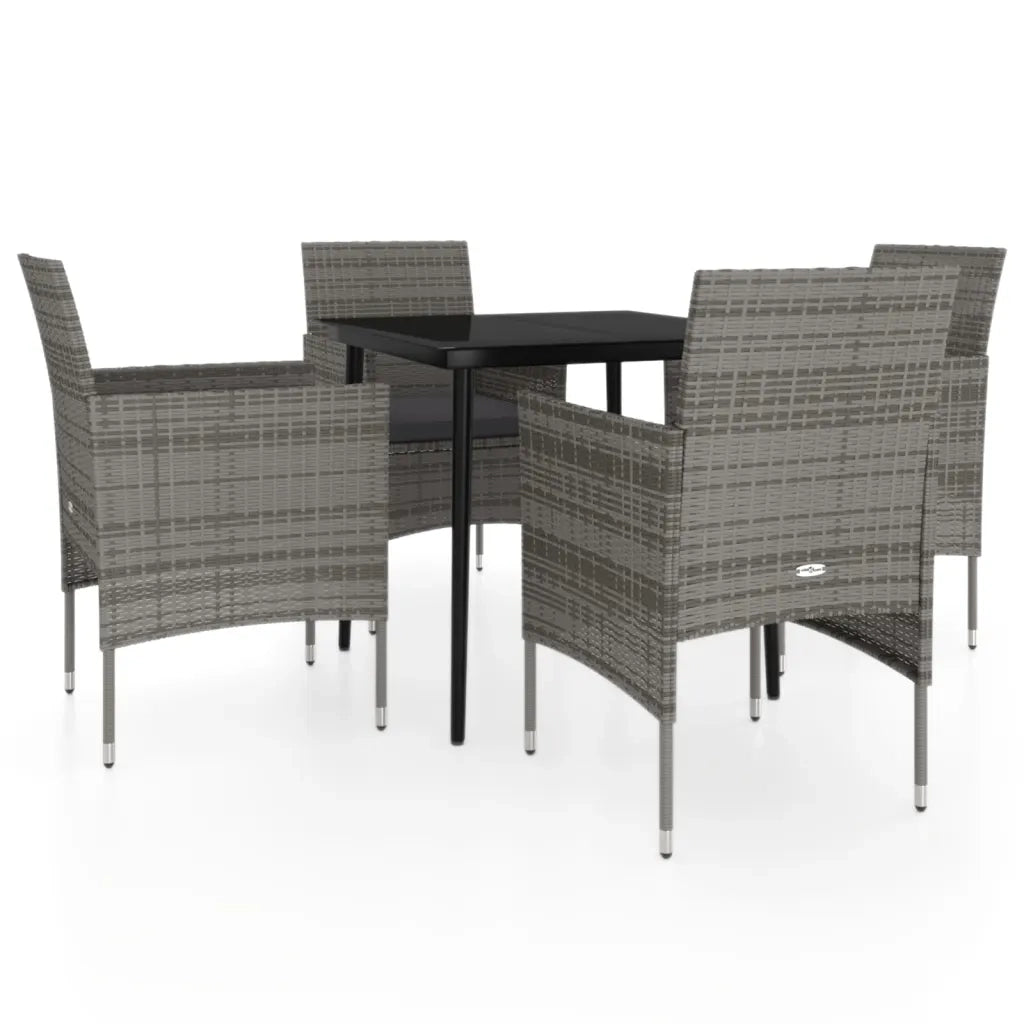 Set da Pranzo da Giardino 5 pz con Cuscini Grigio e Nero 3099312