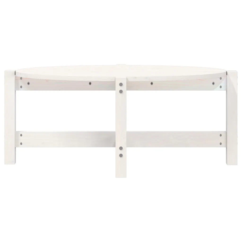 Tavolino da Salotto Bianco 87x48x35cm in Legno Massello di Pino 822323