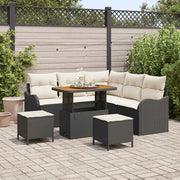 Set Divano da Giardino con cuscino 8 pcs Nero e Crema