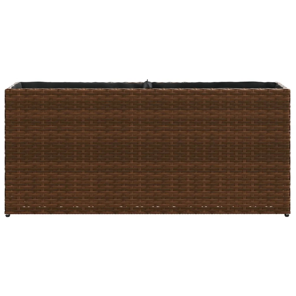 Fioriera con 2 Vasi Marrone 90x20x40 cm in Polyrattan 366408