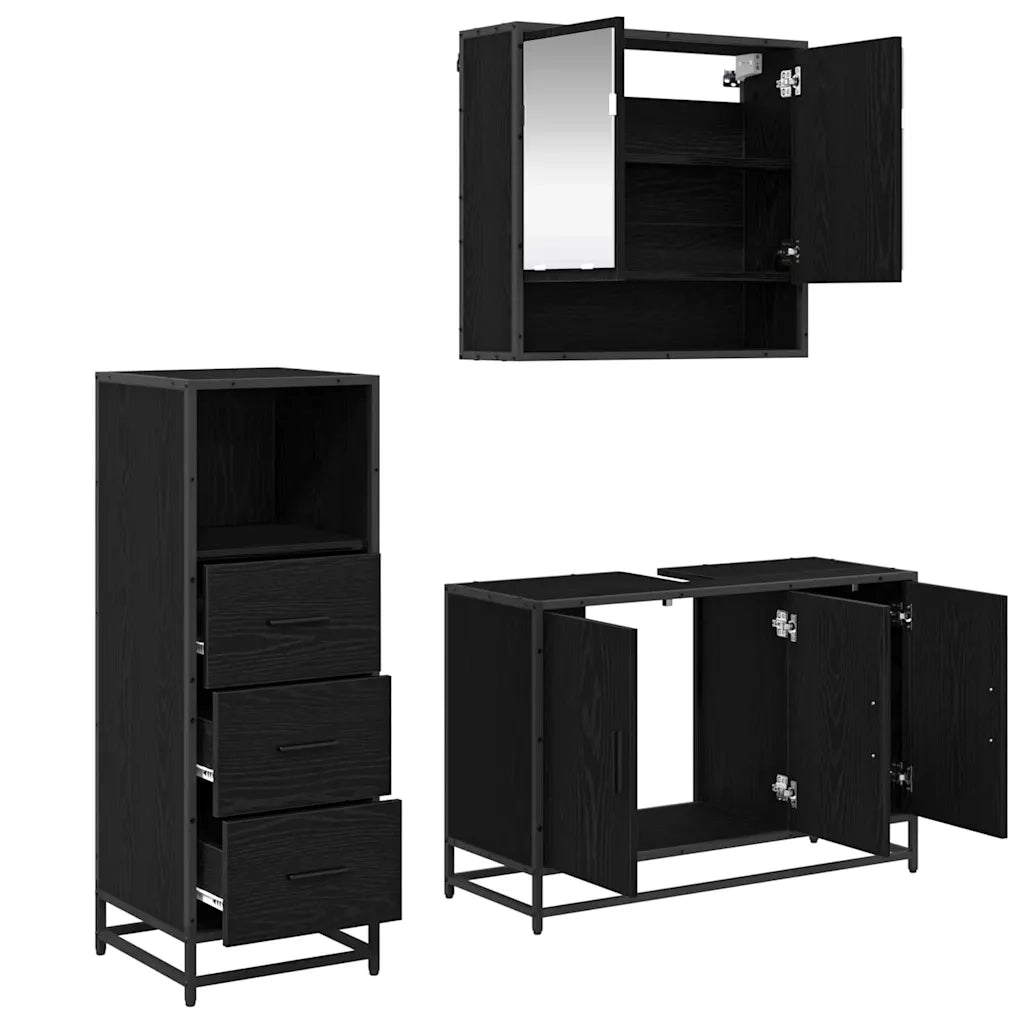 Set di mobili per il bagno con cassetto 2 pcs Legno vecchio