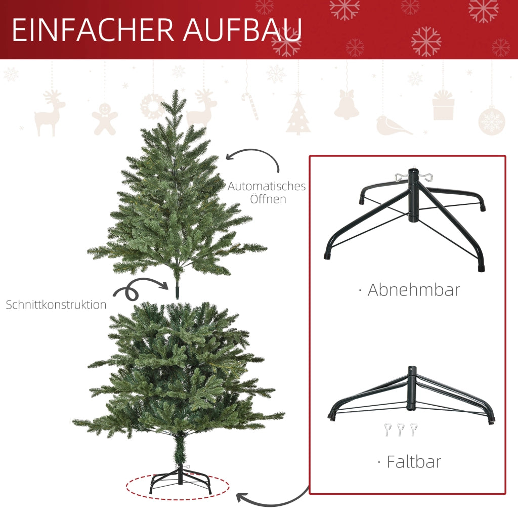 Albero di Natale Artificiale 150 cm ¨C Minimal ¨C 444 Punte, Resistente al Fuoco, Con Base in Metallo