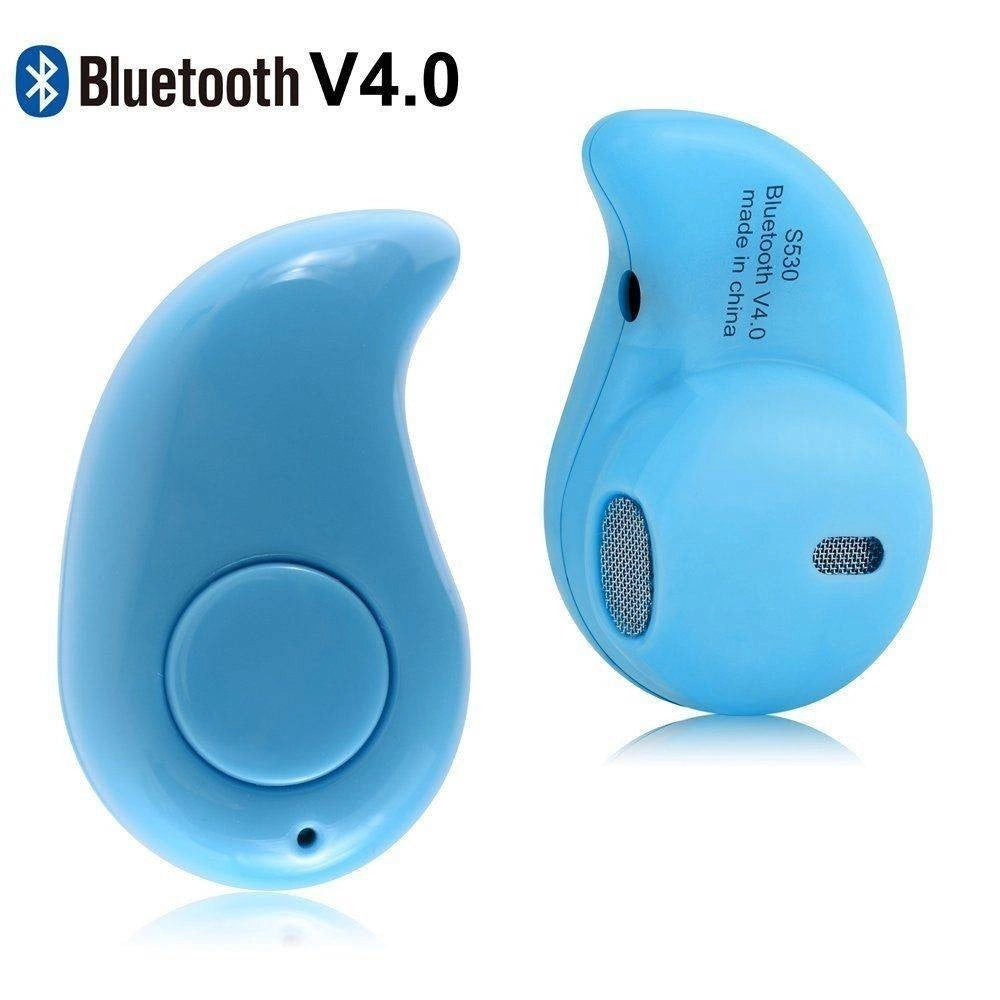 Trade Shop - Micro Auricolare S530 Bluetooth Microfono Cuffie Mono Mini Piccolo Azzurro -