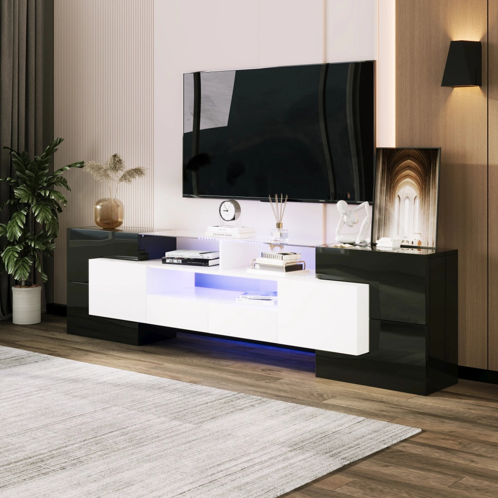 Mobile TV elegante - Zephmum - 200 cm - Bianco e nero - LED